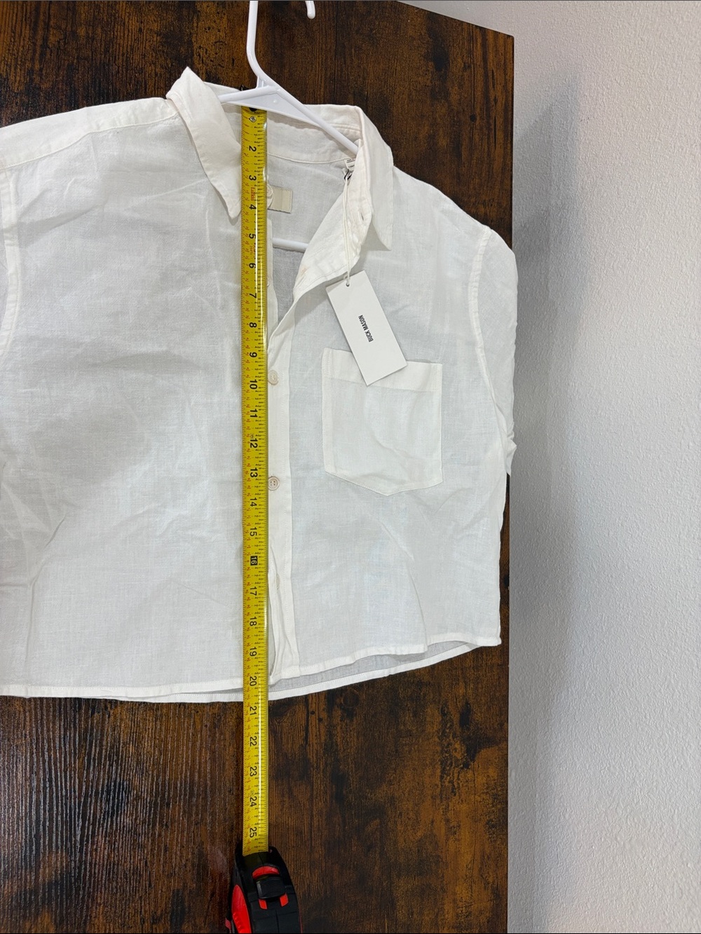 Buck Mason Women’s Cotton Linen Cut Off Short Sleeve Button Down Natural XS $148 - Picture 8 of 9